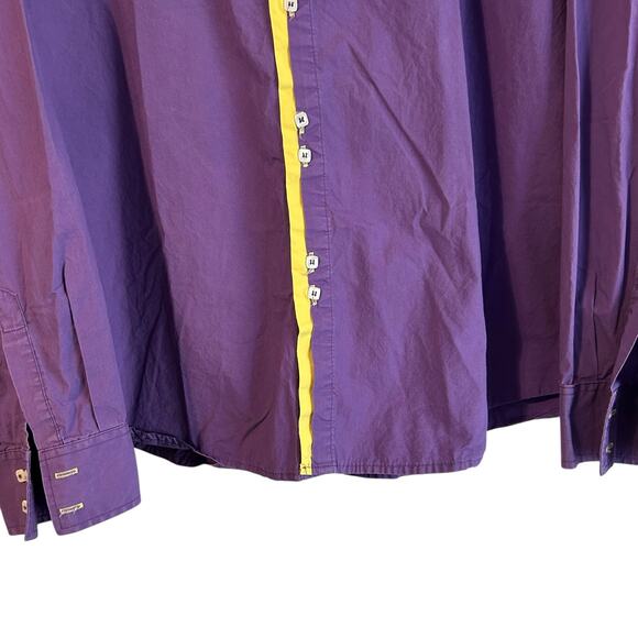 COOFANDY Women's Top Purple Yellow Contrasting Trim XXXL Artsy Cotton - Picture 4 of 13